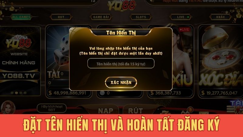 Đặt tên hiển thị và hoàn tất đăng ký