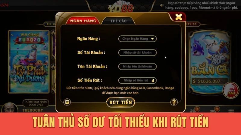 Tuân thủ số dư tối thiểu khi rút tiền